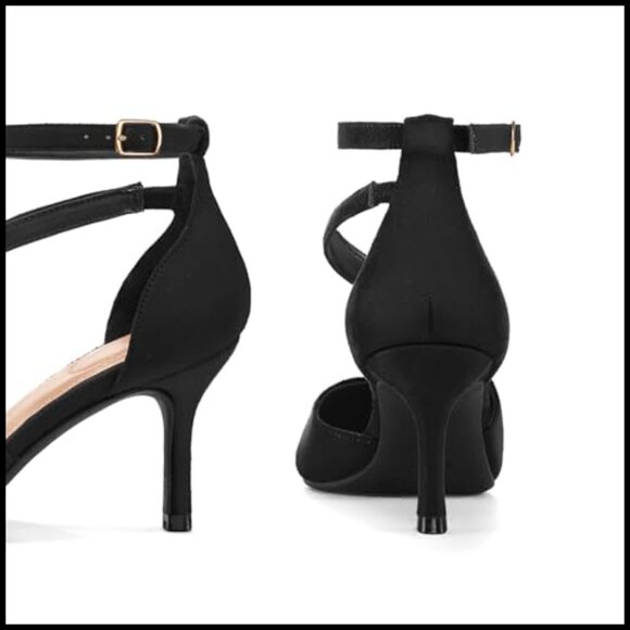 Amazon.com | Women Pointed Toe Stiletto Pumps Elegant Ankle Strap Wedding Party Dress Shoes